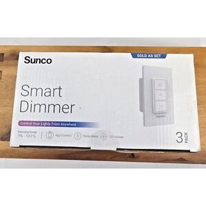 Sunco 3 Pk Smart Dimmer Switch Double Rocker Wall Light Switch Alexa/Google NIB